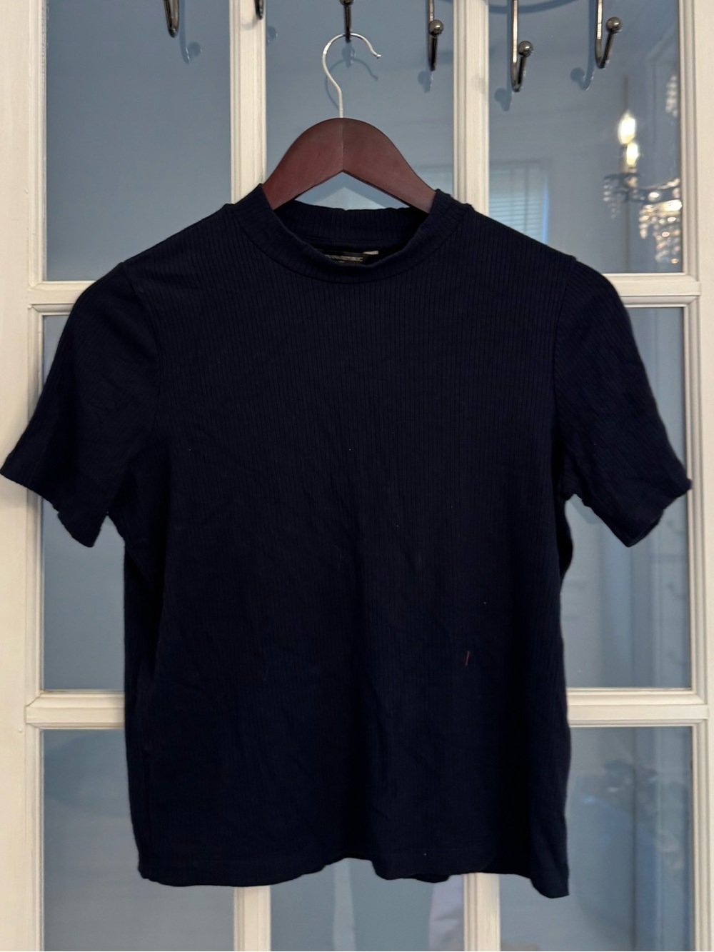 BANANA REPUBLIC Women’s Navy Blue Mock Neck Short Sleeve Top Size M